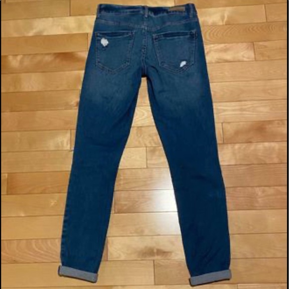 low waisted dark blue ripped jeans - Picture 2 of 2